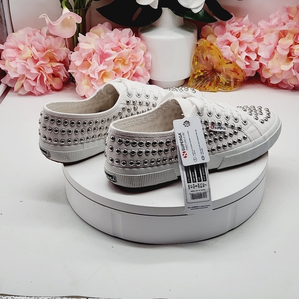 Superga 2750 COTSTUDS1W White Studded Sneakers - Picture 7 of 15